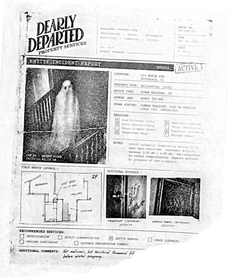 A sample Dearly Departed case file